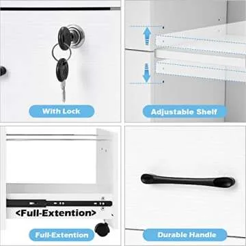 Wood File Cabinet with Rolling Wheels and Open Storage