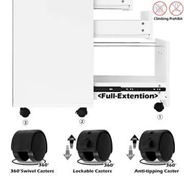 Wood File Cabinet with Rolling Wheels and Open Storage