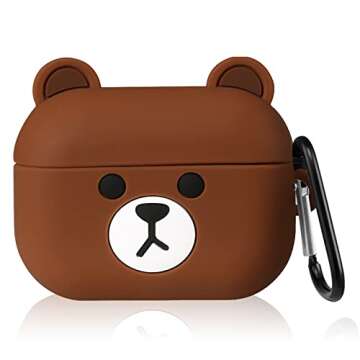 WowChic for AirPods Pro 2019/Pro 2 Case 2022 Soft Silicone Cute 3D Cartoon Fashion Kawaii Cool Fun Funny Unique Shell for Apple Airpod Air pods Cover Cases for Men Girls Women Boys (Brown Bear)