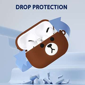WowChic for AirPods Pro 2019/Pro 2 Case 2022 Soft Silicone Cute 3D Cartoon Fashion Kawaii Cool Fun Funny Unique Shell for Apple Airpod Air pods Cover Cases for Men Girls Women Boys (Brown Bear)