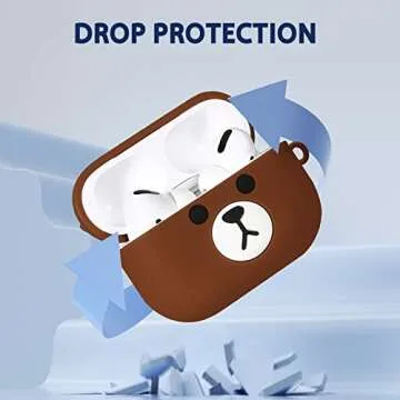 WowChic for AirPods Pro 2019/Pro 2 Case 2022 Soft Silicone Cute 3D Cartoon Fashion Kawaii Cool Fun Funny Unique Shell for Apple Airpod Air pods Cover Cases for Men Girls Women Boys (Brown Bear)