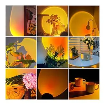 Sunset Projection Lamp, 360 Degree Rotation Sunset Light Projector Modern Floor Lamp for Home Bedroom Living Room, Romantic LED Night Light Wall Decor