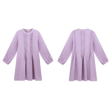 R.Vivimos Women's Tunic Dress Fall Cotton Button Down Long Sleeves Casual Mini Shirt Dress (Large, Purple)