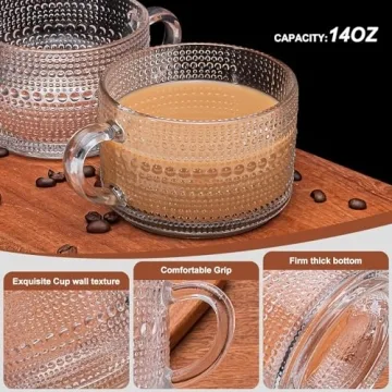 4pcs Vintage Coffee Mug Set with Bamboo Lid