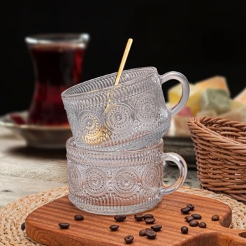 4pcs Vintage Coffee Mug Set with Bamboo Lid