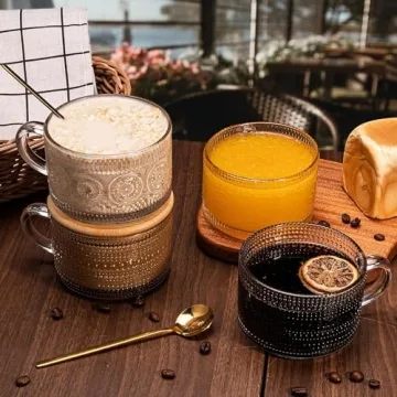 4pcs Vintage Coffee Mug Set with Bamboo Lid