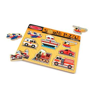 Melissa & Doug Sound Puzzle for Toddlers - 6 Vehicles