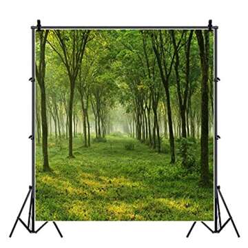 AOFOTO 6x6ft Spring Forest Trees Backdrops for YouTube Videos Nature Country Grass Ground Photography Studio Props Natural Scenery Green Woods Background Girl Boy Adult Art Portrait Photo Shoot Vinyl