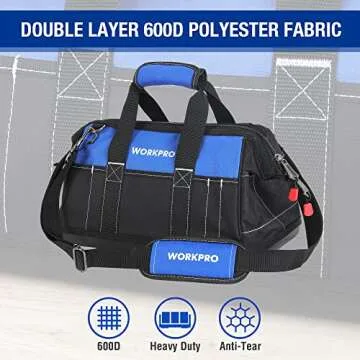 WORKPRO 16-inch Tool Bag with Waterproof Base and Pockets