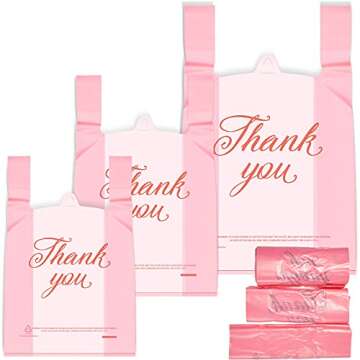Stylish 200-Piece Thank You Shopping Bags Set in 3 Sizes with Elegant Design