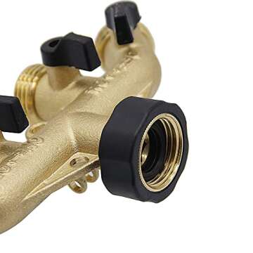 ATDAWN 4 Way Brass Hose Splitter, 3/4" Brass Hose Faucet Manifold, Garden Hose Adapter Connector