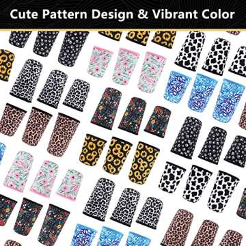 YR Reusable Neoprene Insulator Sleeve for Iced Coffee Cups, 3 Pack Coffee Coolies sleeves for Iced & Hot Drinks, Cold Beverage Cooler Compatible with Starbucks Dunkin Coffee and More (Little Flower)