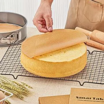 SMARTAKE 200 Pcs Unbleached Parchment Paper Baking Sheets Round, 12 Inches Non-Stick Precut Baking Parchment, for Baking Grilling Air Fryer Steaming Bread Cup Cake Cookie and More