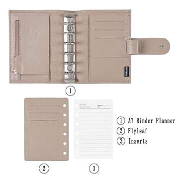 Moterm Pocket Regular Rings Planner - Genuine Leather Binder Organizer(Pebble-Taupe, 19mm Ring)