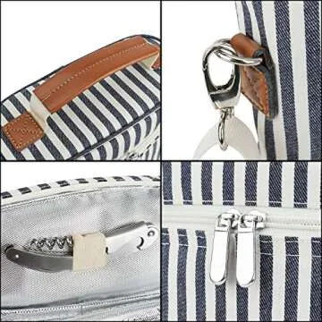 ZORMY Durable 2 Bottle Wine Tote Carrier with Corkscrew