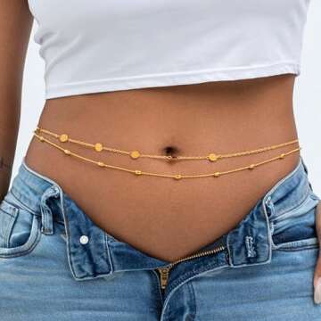 Wriidy Waist Chain Beads Belly Chain Gold/Silver Women Beach Body Jewelry Accessories for Girls