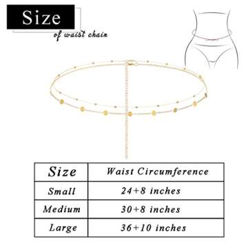 Wriidy Waist Chain Beads Belly Chain Gold/Silver Women Beach Body Jewelry Accessories for Girls