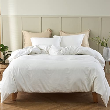 Luxury French Linen Duvet Cover Set - California King, Breathable & Soft