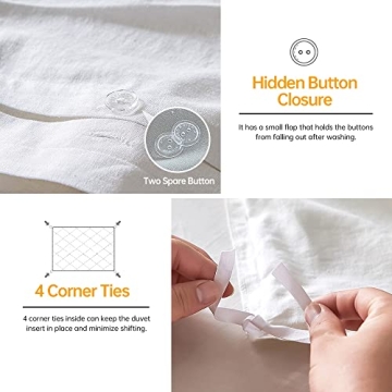 French Linen Duvet Cover Set California King Breathable Soft