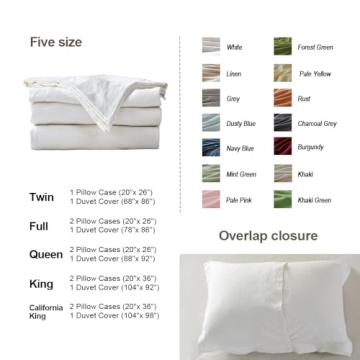 French Linen Duvet Cover Set California King Breathable Soft