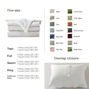 French Linen Duvet Cover Set California King Breathable Soft