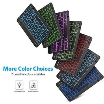 OMOTON iPad Keyboard, Wireless Bluetooth Backlit Keyboard for iPad 7th Generation 10.2, iPad Pro 11/12.9, iPad Air 10.5/9.7, iPad Mini and iPhone, 7-Color Backlit/Rechargeable/Ultra-Slim (Black)