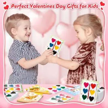 Valentines'Day Gifts for Kids, 24 Packs Heart Watercolor Paint Sets with Dessert Food Painting Cards, Classroom School Exchange Prizes & Art Party Favors for Boys Girls