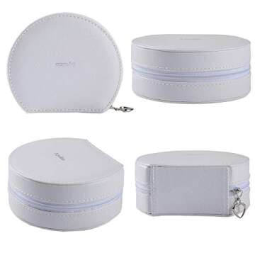 Equuleus Travel Jewelry Box for Women (WHITE) Portable Jewelry, Earring Holder and Ring Storage Case with Compartment Organizer