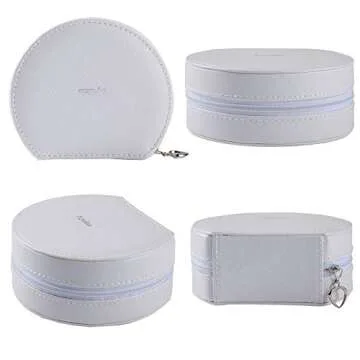 Equuleus Travel Jewelry Box for Women (WHITE) Portable Jewelry, Earring Holder and Ring Storage Case with Compartment Organizer