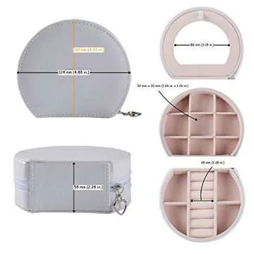 Equuleus Travel Jewelry Box for Women (WHITE) Portable Jewelry, Earring Holder and Ring Storage Case with Compartment Organizer