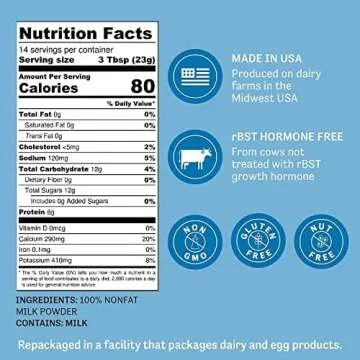 Judee's Gluten Free Non-Fat Milk Powder for Baking - 11.25 oz Non-GMO, Keto-Friendly - No BST Hormon...