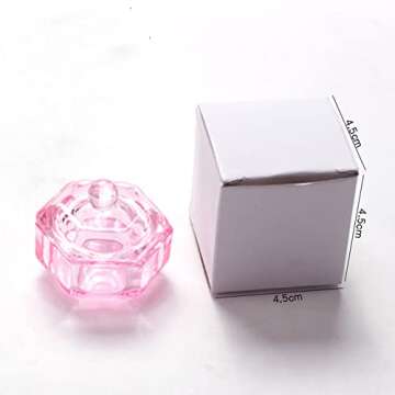 GBSTORE 2 Pcs Glass Crystal Cup with Lid,Nail Art Acrylic Liquid Powder Dappen Dish Cups Bowl Glassware Tools,Pink