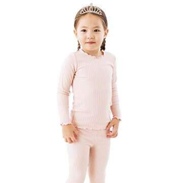 VAENAIT BABY Infant Toddler Kids Long Sleeve Modal Sleepwear Pajamas 2pcs Set Shirring Peach S
