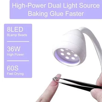 Bovmics 36W Rechargeable UV LED Nail Lamp, Gooseneck UV Light for Gel Nails Hands Free, Mini UV Light for Gel Nails with Nail Brush Holder,Portable Nail Dryer Nail for Travel Home & Salon Manicure