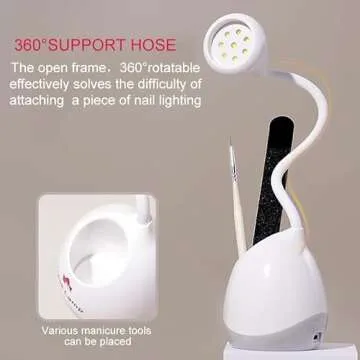 Bovmics 36W Rechargeable UV LED Nail Lamp, Gooseneck UV Light for Gel Nails Hands Free, Mini UV Light for Gel Nails with Nail Brush Holder,Portable Nail Dryer Nail for Travel Home & Salon Manicure