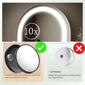 Gvnkvn Lighted Makeup Mirror, Hollywood Vanity Mirror with Lights, Three Color Lighting Modes, and Detachable 10X Magnification Mirror, Smart Touch Control, 360°Rotation (15.2in. Curved)