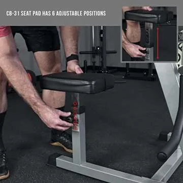 Valor Fitness Adjustable Preacher Curl Weight Bench Bicep & Triceps Arm Machine Max Weight 150lbs - Arm Curl & Press Extension - Plate Loaded Exercise Home Gym Workout Equipment CB-31