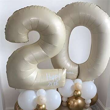 Cream 2 Balloons, 40 Inch Giant Helium Number 2 Decoration