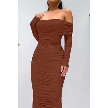 PRETTYGARDEN Women's Off Shoulder Maxi Dress for Events