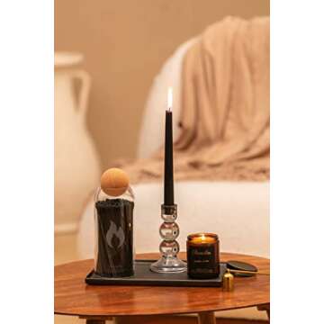 Fireplace - Candle Matches | Apothecary Decorative Glass Bottle - Approx. 200 Long Matchsticks in Jar (All Black)