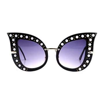 Naimo Fashion Oversized Sparkling Crystal Cat Eye Rhinestones Sunglasses UV Protection