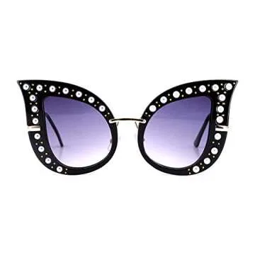 Naimo Fashion Oversized Sparkling Crystal Cat Eye Rhinestones Sunglasses UV Protection