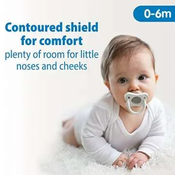 Dr. Brown's HappyPaci 100% Silicone Baby Pacifier, Contoured One-Piece Design, Black, Cool Gray, White, 0-6m, BPA-Free, 3 Pack