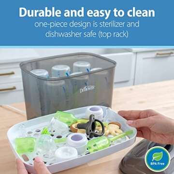 Dr. Brown's HappyPaci 100% Silicone Baby Pacifier, Contoured One-Piece Design, Black, Cool Gray, White, 0-6m, BPA-Free, 3 Pack