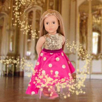 Our Generation Sarah Girl Doll – Princess Themed 18-inch Fashion Doll with Tiara and Sparkly Dress – Includes 4 Piece Clothing Set