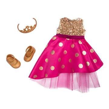 Our Generation Sarah Girl Doll – Princess Themed 18-inch Fashion Doll with Tiara and Sparkly Dress – Includes 4 Piece Clothing Set