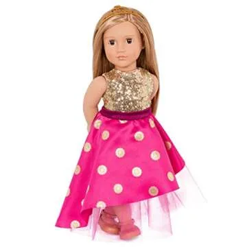 Our Generation Sarah Girl Doll – Princess Themed 18-inch Fashion Doll with Tiara and Sparkly Dress – Includes 4 Piece Clothing Set