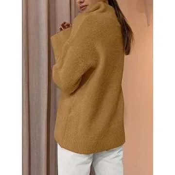 LILLUSORY Women's Half Zip Sweaters 2024 Fall Oversized V Neck Fuzzy Knit Chunky Warm Pullover Sweaters