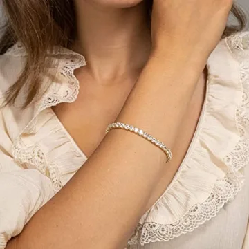 Elegant Gold Plated CZ Tennis Bracelet by PAVOI