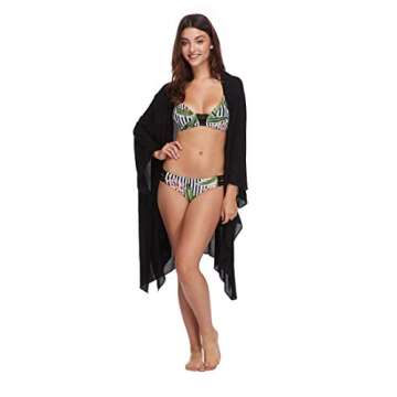 Body Glove Women's Standard Aubree Rayon Kimono Cover Up, Black, One Size